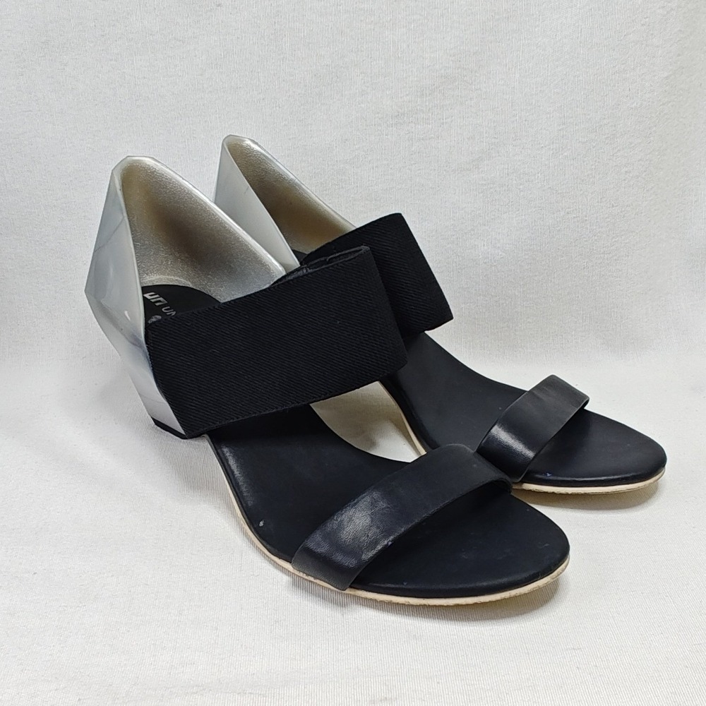 United Nude Wedge‎ Sandal Black Silver Architectural Heel Rubber Sculpt Block 39